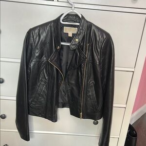 MICHAEL Michael Kors Black Leather Moto Jacket